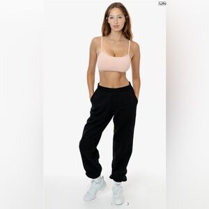 LA Apparel Black Cotton Fleece Wide Sweatpants Lounge Cozy‎ US Made Rye Society